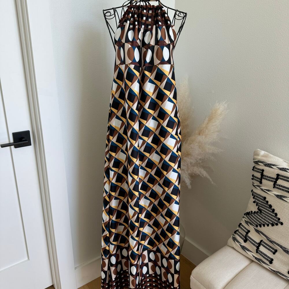 Italian Boutique Boho Halter Backless Maxi Dress Medium